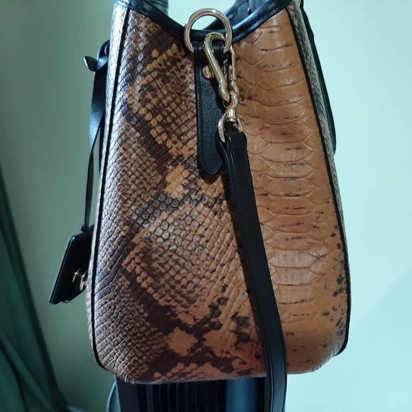 Dooney & Bourke Tan and Black Snake Print Tote - Picture 5 of 7